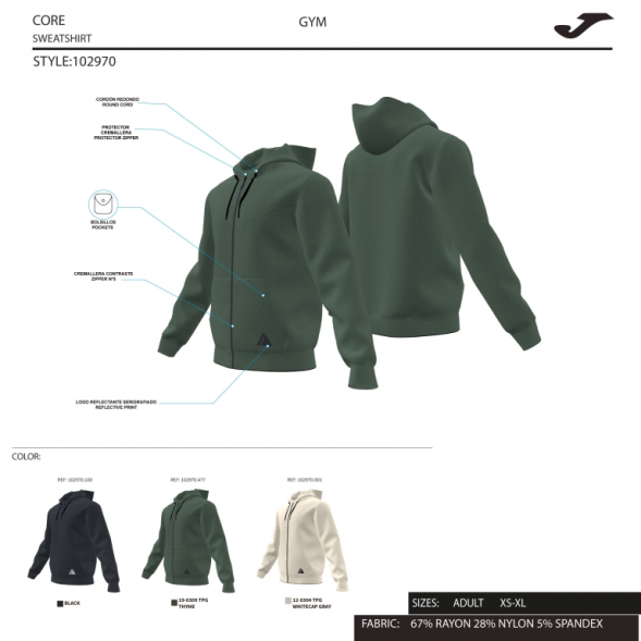 CHAQUETA CON CAPUCHA INDOOR GYM NEGRO