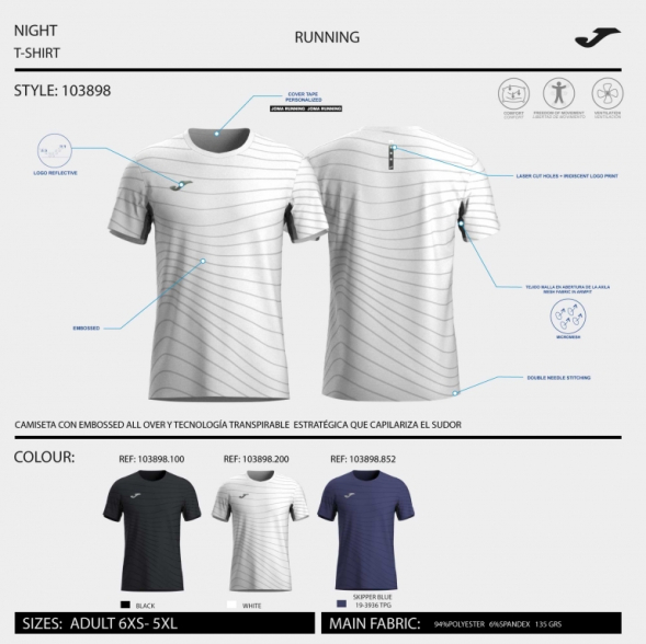 CAMISETA MANGA CORTA R-NIGHT AZUL