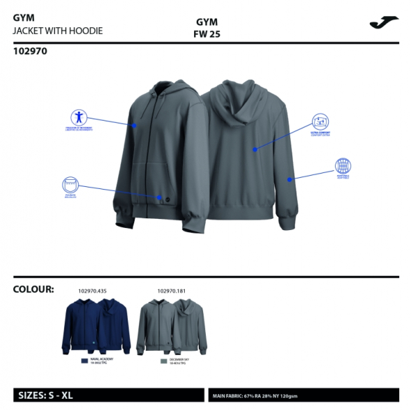 CHAQUETA CON CAPUCHA INDOOR GYM MARINO