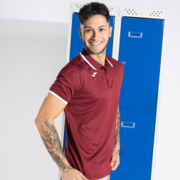 POLO MANGA CORTA COMBI PREMIUM BURDEOS BLANCO