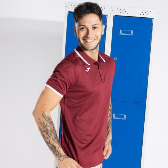 POLO MANGA CORTA COMBI PREMIUM BURDEOS BLANCO