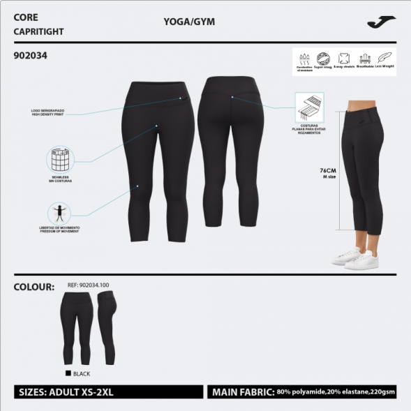 MALLAS 3/4 INDOOR GYM NEGRO