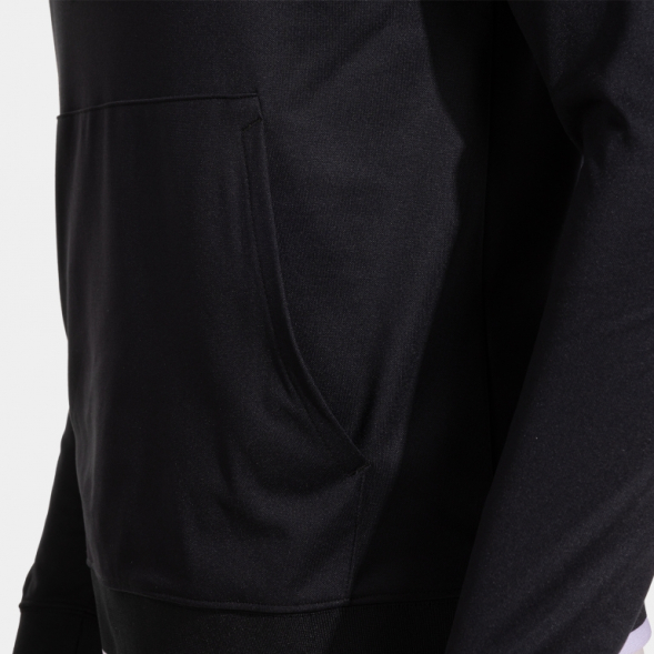 SUDADERA CON CAPUCHA COMBI PREMIUM NEGRO BLANCO