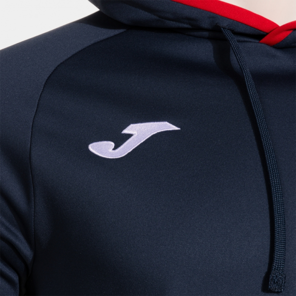 SUDADERA CON CAPUCHA COMBI PREMIUM MARINO ROJO