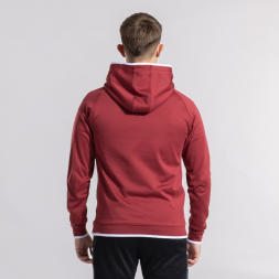 SUDADERA CON CAPUCHA COMBI PREMIUM BURDEOS BLANCO