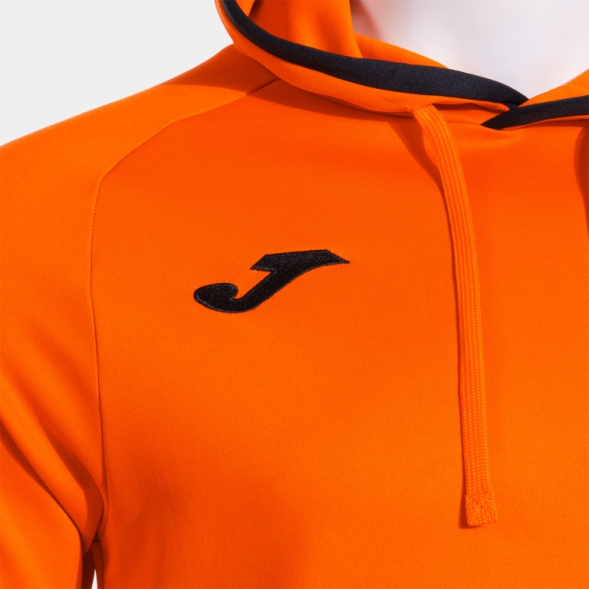 SUDADERA CON CAPUCHA COMBI PREMIUM NARANJA NEGRO