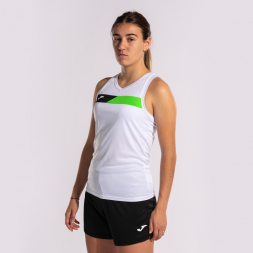 CAMISETA SIN MANGAS COURT BLANCO VERDE FLÚOR