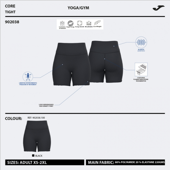 MALLAS CORTAS INDOOR GYM NEGRO