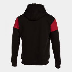 SUDADERA CON CAPUCHA CREW V NEGRO ROJO