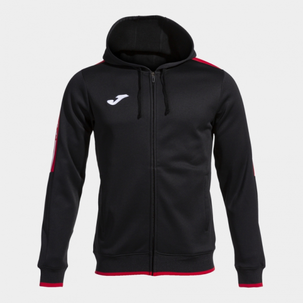 CHAQUETA CON CAPUCHA OLIMPIADA NEGRO ROJO