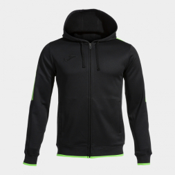 CHAQUETA CON CAPUCHA OLIMPIADA NEGRO VERDE FLUOR
